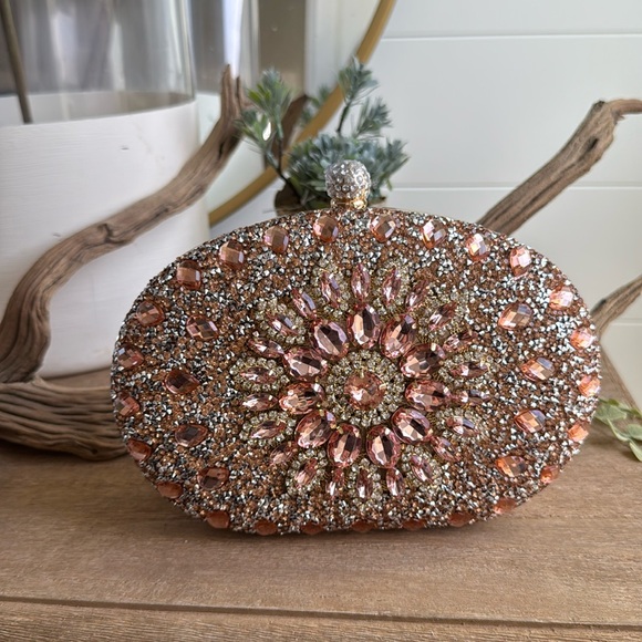 Ramla BagRose gold encrusted clutch